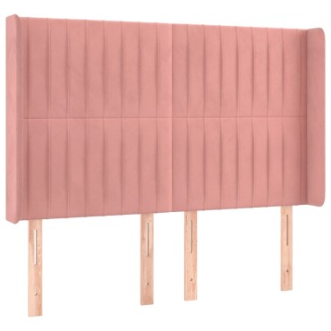 vidaXL Κεφαλάρι με Πτερύγια Ροζ 147x16x118/128cm Βελούδινο 1 τεμ.