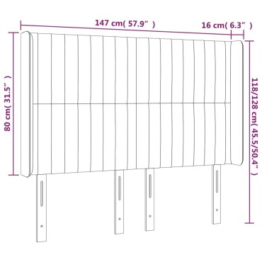 vidaXL Κεφαλάρι με Πτερύγια Ροζ 147x16x118/128cm Βελούδινο 1 τεμ.