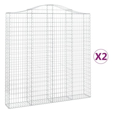 vidaXL Συρματοκιβώτια Τοξωτά 2 τεμ. 200x30x200/220 εκ. Γαλβαν. Ατσάλι