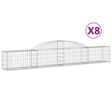 vidaXL Συρματοκιβώτια Τοξωτά 8 τεμ. 300x30x40/60 εκ. Γαλβαν. Ατσάλι