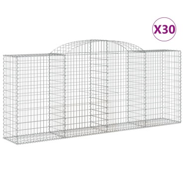 vidaXL Συρματοκιβώτια Τοξωτά 30 τεμ. 300x50x120/140 εκ. Γαλβαν. Ατσάλι