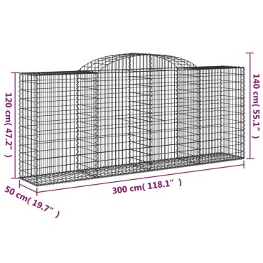 vidaXL Συρματοκιβώτια Τοξωτά 30 τεμ. 300x50x120/140 εκ. Γαλβαν. Ατσάλι
