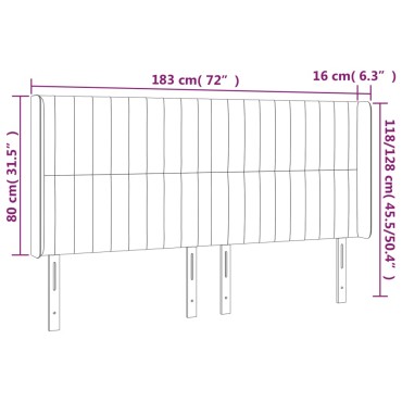 vidaXL Κεφαλάρι Κρεβατιού LED Κρεμ 183x16x118/128cm Υφασμάτινο 1 τεμ.
