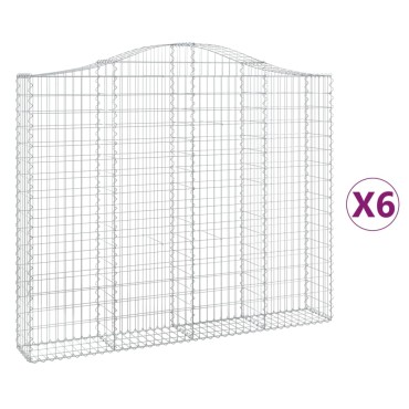 vidaXL Συρματοκιβώτια Τοξωτά 6 τεμ. 200x30x160/180 εκ. Γαλβαν. Ατσάλι
