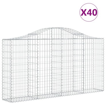 vidaXL Συρματοκιβώτια Τοξωτά 40 τεμ. 200x30x100/120 εκ. Γαλβαν. Ατσάλι