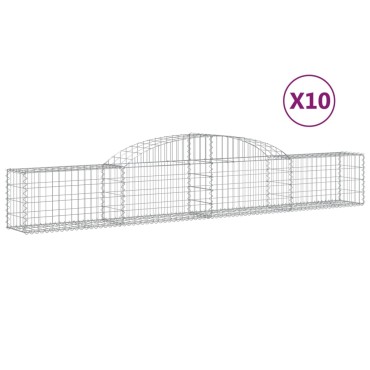 vidaXL Συρματοκιβώτια Τοξωτά 10 τεμ. 300x30x40/60 εκ. Γαλβαν. Ατσάλι