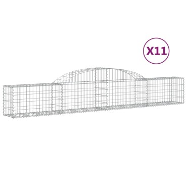 vidaXL Συρματοκιβώτια Τοξωτά 11 τεμ. 300x30x40/60 εκ. Γαλβαν. Ατσάλι