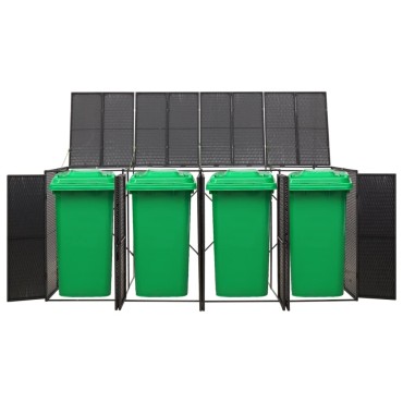 vidaXL Πλαίσιο για Κάδο Απορρ. με Ρόδες Μαύρο 274x80x117εκ Συνθ. Ρατάν