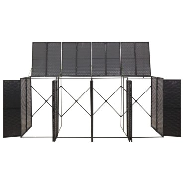 vidaXL Πλαίσιο για Κάδο Απορρ. με Ρόδες Μαύρο 274x80x117εκ Συνθ. Ρατάν