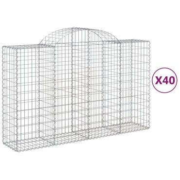 vidaXL Συρματοκιβώτια Τοξωτά 40 τεμ. 200x50x120/140 εκ. Γαλβαν. Ατσάλι