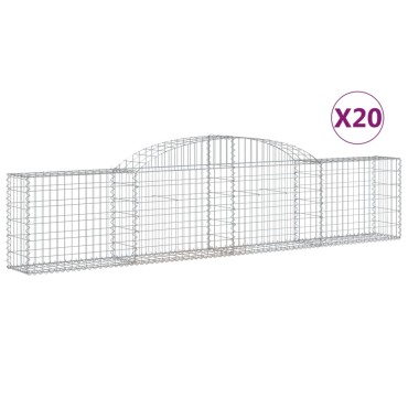 vidaXL Συρματοκιβώτια Τοξωτά 20 τεμ. 300x30x60/80 εκ. Γαλβαν. Ατσάλι