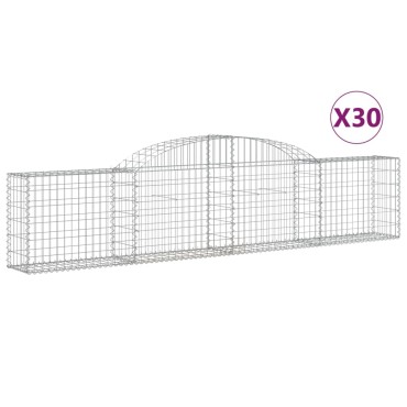 vidaXL Συρματοκιβώτια Τοξωτά 30 τεμ. 300x30x60/80 εκ. Γαλβαν. Ατσάλι