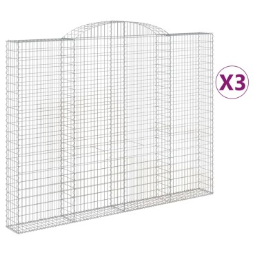 vidaXL Συρματοκιβώτια Τοξωτά 3 τεμ. 300x30x220/240 εκ. Γαλβαν. Ατσάλι