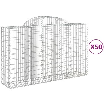 vidaXL Συρματοκιβώτια Τοξωτά 50 τεμ. 200x50x120/140 εκ. Γαλβαν. Ατσάλι