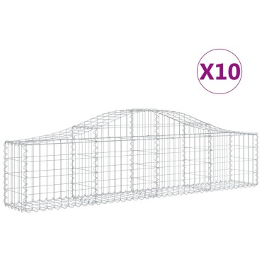 vidaXL Συρματοκιβώτια Τοξωτά 10 τεμ. 200x30x40/60 εκ. Γαλβαν. Ατσάλι