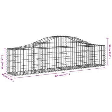 vidaXL Συρματοκιβώτια Τοξωτά 10 τεμ. 200x30x40/60 εκ. Γαλβαν. Ατσάλι