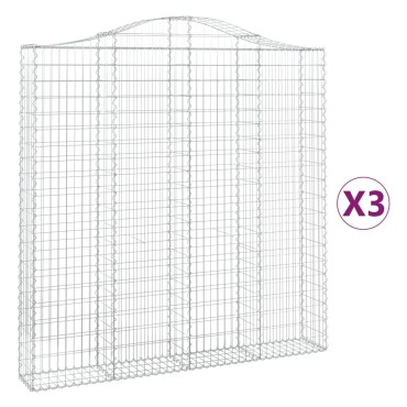 vidaXL Συρματοκιβώτια Τοξωτά 3 τεμ. 200x30x200/220 εκ. Γαλβαν. Ατσάλι