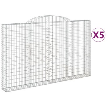 vidaXL Συρματοκιβώτια Τοξωτά 5 τεμ. 300x30x180/200 εκ. Γαλβαν. Ατσάλι
