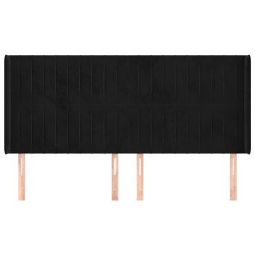 vidaXL Κεφαλάρι με Πτερύγια Μαύρο 163x16x118/128cm Βελούδινο 1 τεμ.