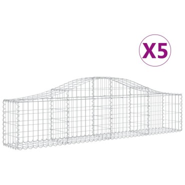 vidaXL Συρματοκιβώτια Τοξωτά 5 τεμ. 200x30x40/60 εκ. Γαλβαν. Ατσάλι