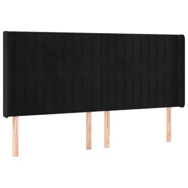 vidaXL Κεφαλάρι Κρεβατιού LED Μαύρο 163x16x118/128cm Βελούδινο 1 τεμ.