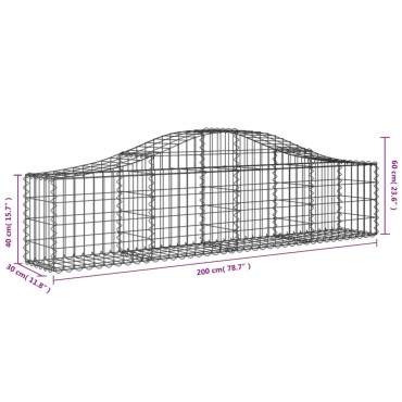 vidaXL Συρματοκιβώτια Τοξωτά 6 τεμ. 200x30x40/60 εκ. Γαλβαν. Ατσάλι
