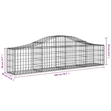 vidaXL Συρματοκιβώτια Τοξωτά 8 τεμ. 200x30x40/60 εκ. Γαλβαν. Ατσάλι