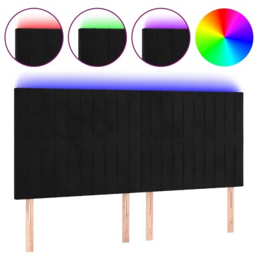 vidaXL Κεφαλάρι Κρεβατιού LED Μαύρο 160x5x118/128cm Βελούδινο 1 τεμ.