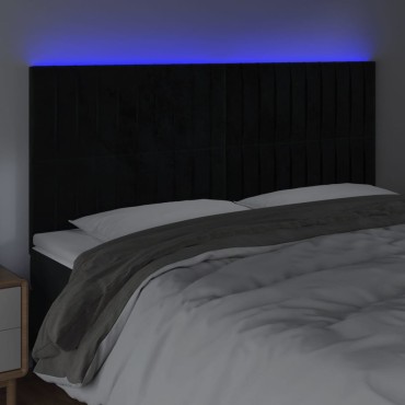 vidaXL Κεφαλάρι Κρεβατιού LED Μαύρο 160x5x118/128cm Βελούδινο 1 τεμ.