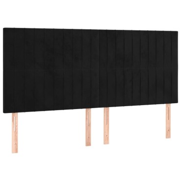 vidaXL Κεφαλάρι Κρεβατιού LED Μαύρο 160x5x118/128cm Βελούδινο 1 τεμ.