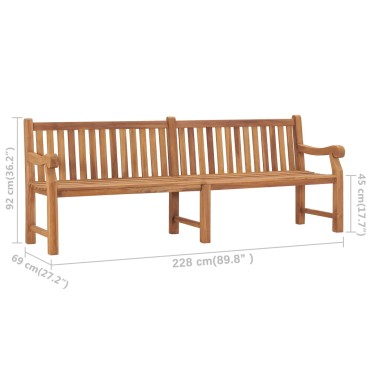 vidaXL Παγκάκι Κήπου από Μασίφ Ξύλο Teak 228x69x92cm 1 τεμ.