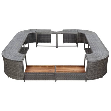 vidaXL Πλαίσιο Σπα/Υδρομασάζ Τετράγωνο Γκρι 268x268x55 εκ Συνθ. Ρατάν