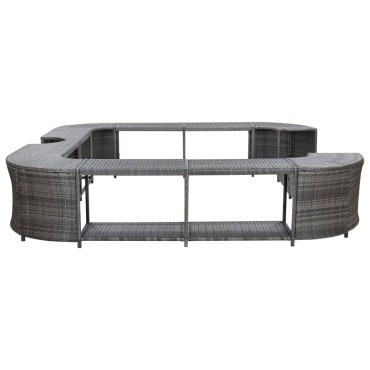vidaXL Πλαίσιο Σπα/Υδρομασάζ Τετράγωνο Γκρι 268x268x55 εκ Συνθ. Ρατάν