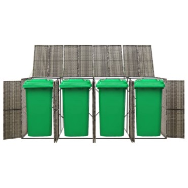 vidaXL Πλαίσιο για Κάδο Απορρ. με Ρόδες Γκρι 274x80x117 εκ Συνθ. Ρατάν