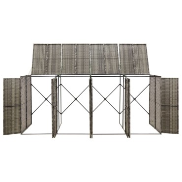 vidaXL Πλαίσιο για Κάδο Απορρ. με Ρόδες Γκρι 274x80x117 εκ Συνθ. Ρατάν