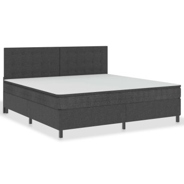 vidaXL Κρεβάτι Boxspring Σκούρο Γκρι 200 x 200 εκ. Υφασμάτινο