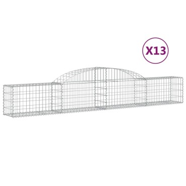 vidaXL Συρματοκιβώτια Τοξωτά 13 τεμ. 300x30x40/60 εκ. Γαλβαν. Ατσάλι