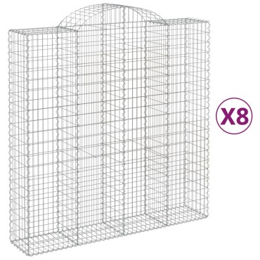 vidaXL Συρματοκιβώτια Τοξωτά 8 τεμ. 200x50x200/220 εκ. Γαλβαν. Ατσάλι
