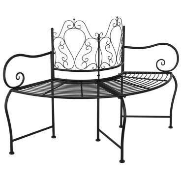 vidaXL Παγκάκι Δέντρου Μαύρο από Ατσάλι 150x63,5x95cm 1 τεμ.