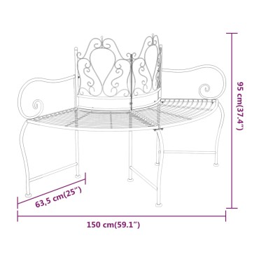 vidaXL Παγκάκι Δέντρου Μαύρο από Ατσάλι 150x63,5x95cm 1 τεμ.