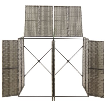 vidaXL Πλαίσιο για Κάδο Απορρ. με Ρόδες Γκρι 140x80x117 εκ Συνθ. Ρατάν