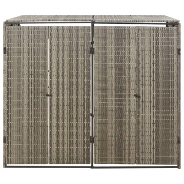 vidaXL Πλαίσιο για Κάδο Απορρ. με Ρόδες Γκρι 140x80x117 εκ Συνθ. Ρατάν