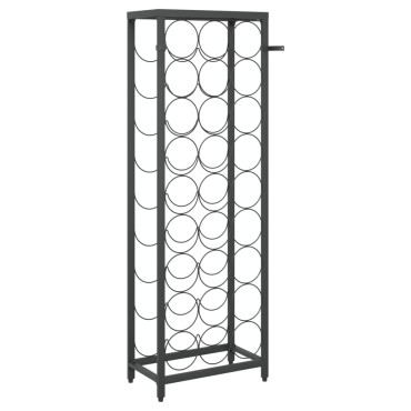 vidaXL Ραφιέρα Κρασιών 27 Μπουκ. Μαύρη 34x18x100cm Σφυρήλατο Σίδερο 1 τεμ.