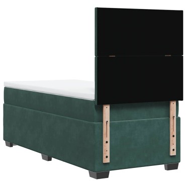 vidaXL Κρεβάτι Boxspring με Στρώμα Σκούρο Πράσινο 80x200 εκ. Βελούδινο