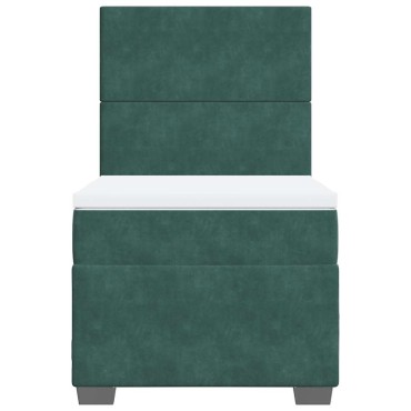 vidaXL Κρεβάτι Boxspring με Στρώμα Σκούρο Πράσινο 80x200 εκ. Βελούδινο