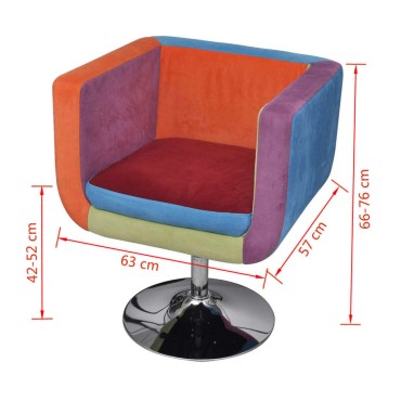 vidaXL Πολυθρόνα Cube με Σχέδιο Patchwork Υφασμάτινη 63x57x(66–76)cm 1 τεμ.