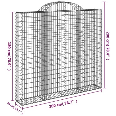 vidaXL Συρματοκιβώτια Τοξωτά 11 τεμ. 200x50x180/200 εκ. Γαλβαν. Ατσάλι