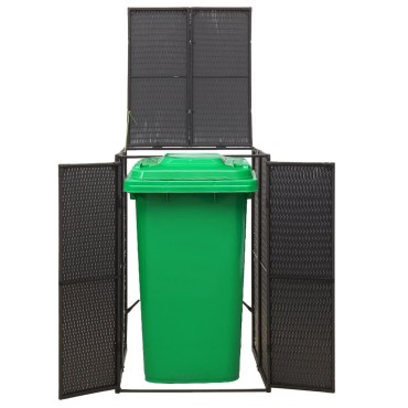 vidaXL Πλαίσιο για Κάδο Απορρ. με Ρόδες Μαύρο 70x80x117 εκ Συνθ. Ρατάν