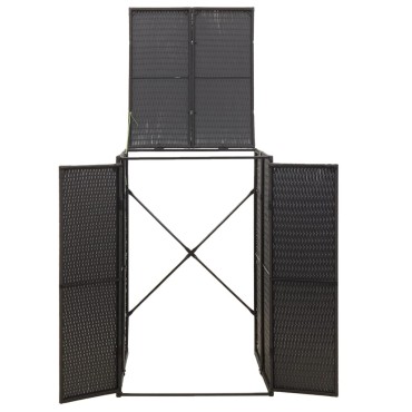 vidaXL Πλαίσιο για Κάδο Απορρ. με Ρόδες Μαύρο 70x80x117 εκ Συνθ. Ρατάν