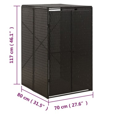 vidaXL Πλαίσιο για Κάδο Απορρ. με Ρόδες Μαύρο 70x80x117 εκ Συνθ. Ρατάν